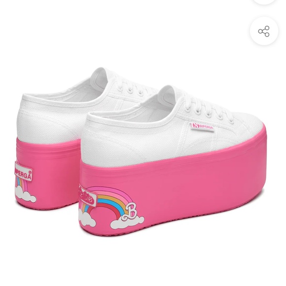 BARBIE x SUPERGA 2802 BARBIE RAINBOW WHITE FUCHSIA *new with movie box - Picture 2 of 9